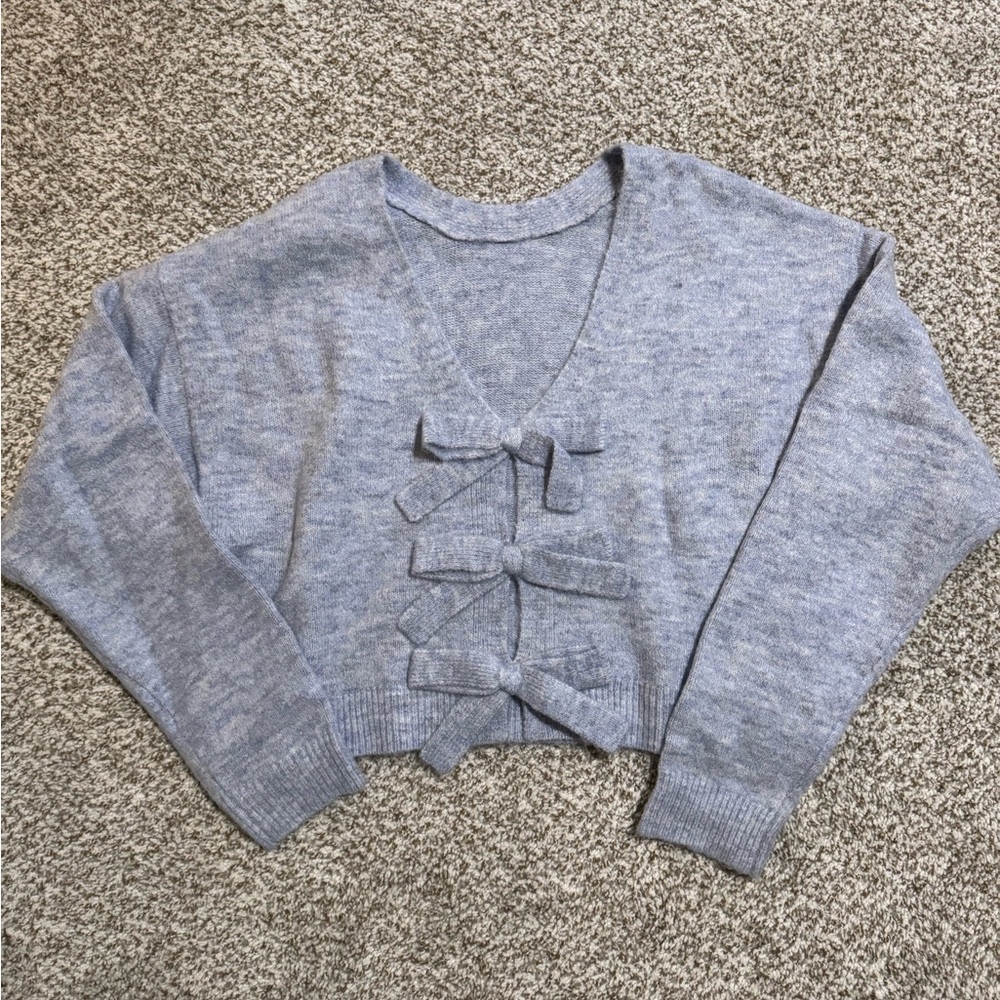 Light Blue Sweater with Bows